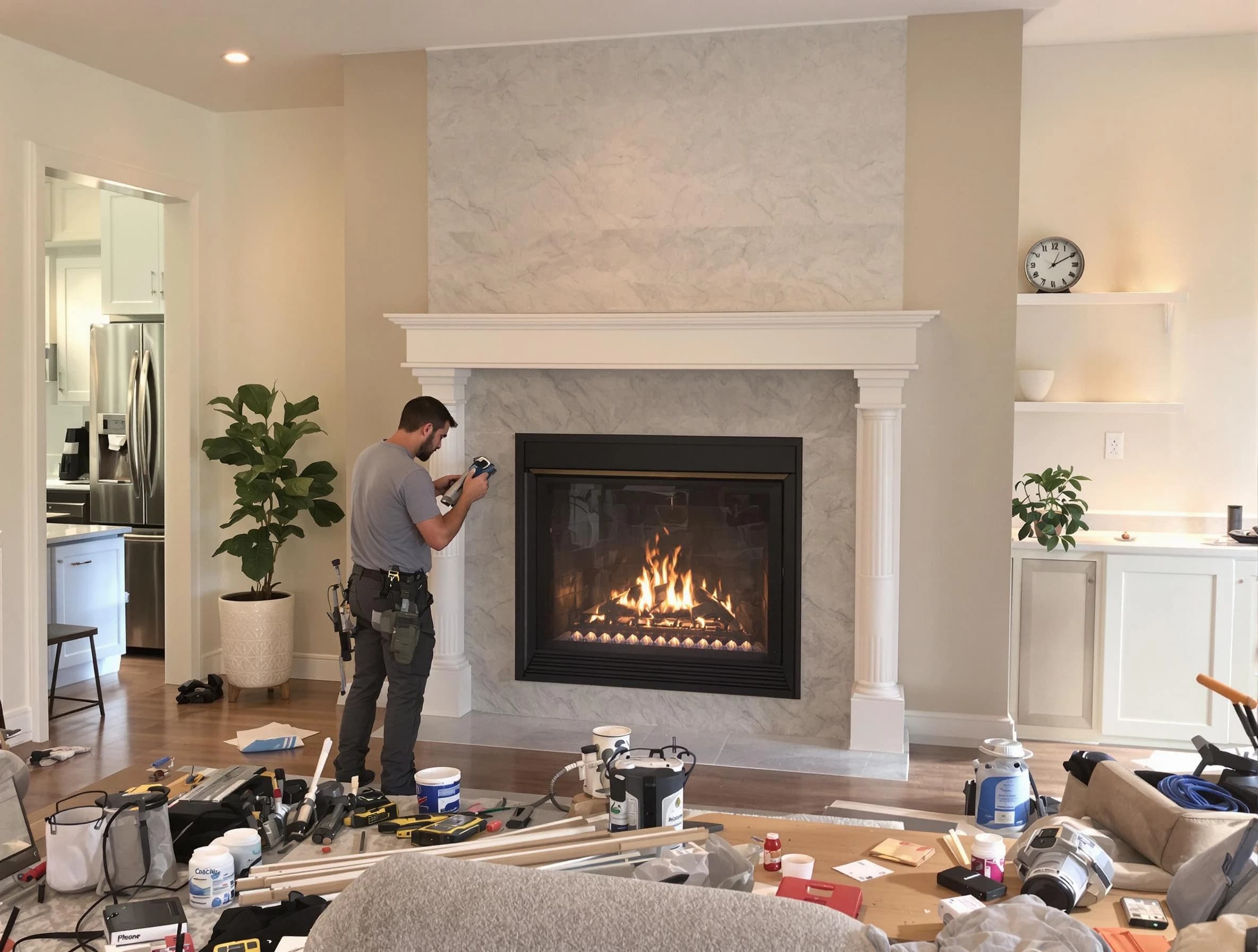 Newly installed fireplace by Melrose Chimney Sweep in Melrose, MA