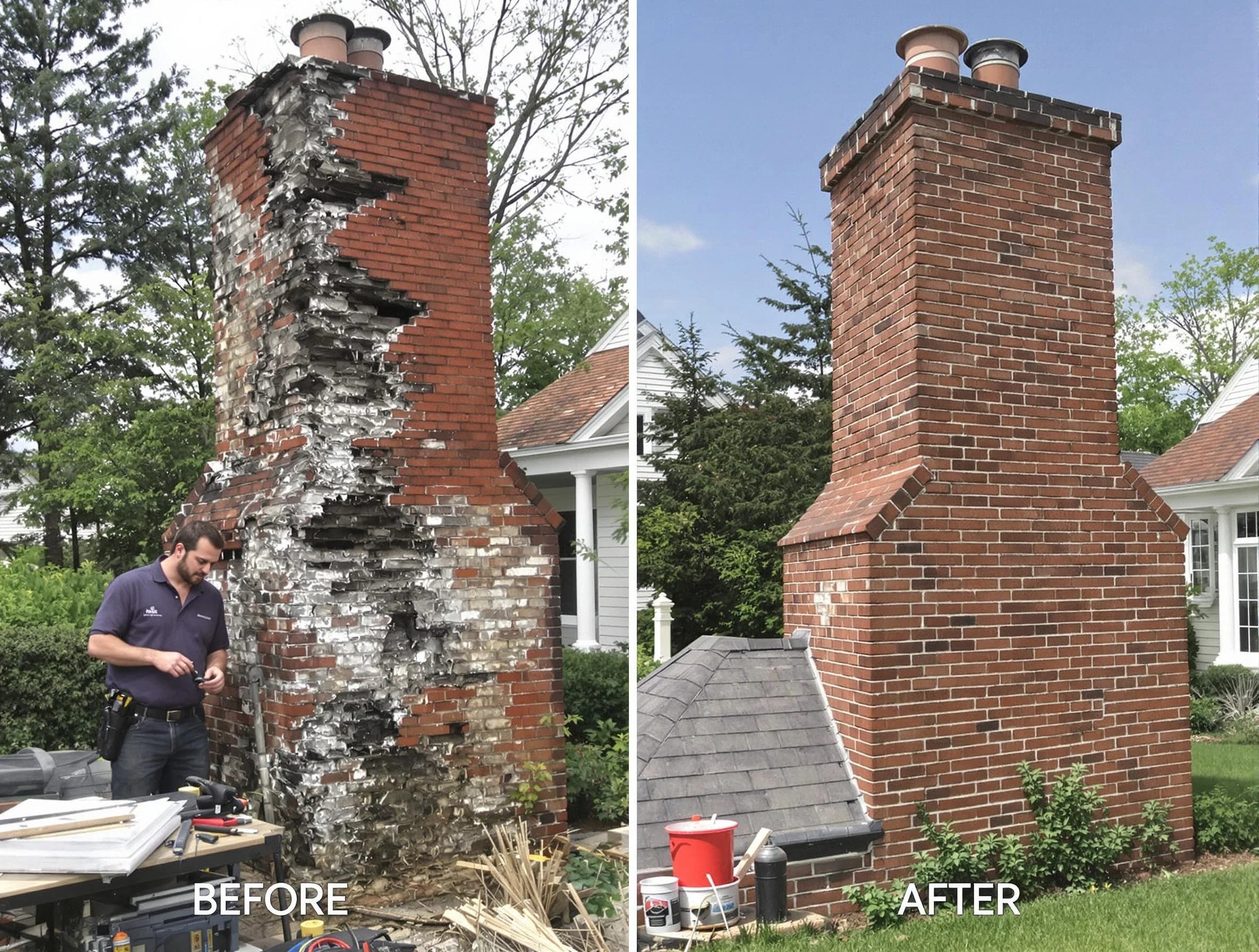 Melrose Chimney Sweep performing a full chimney restoration in Melrose, MA