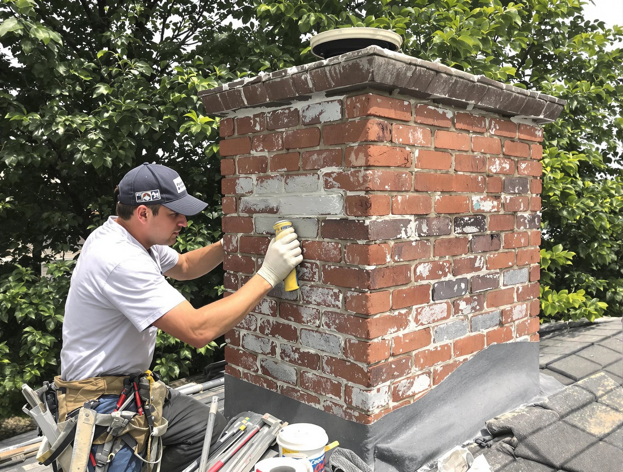 Melrose Chimney Sweep restoring an aging chimney in Melrose, MA