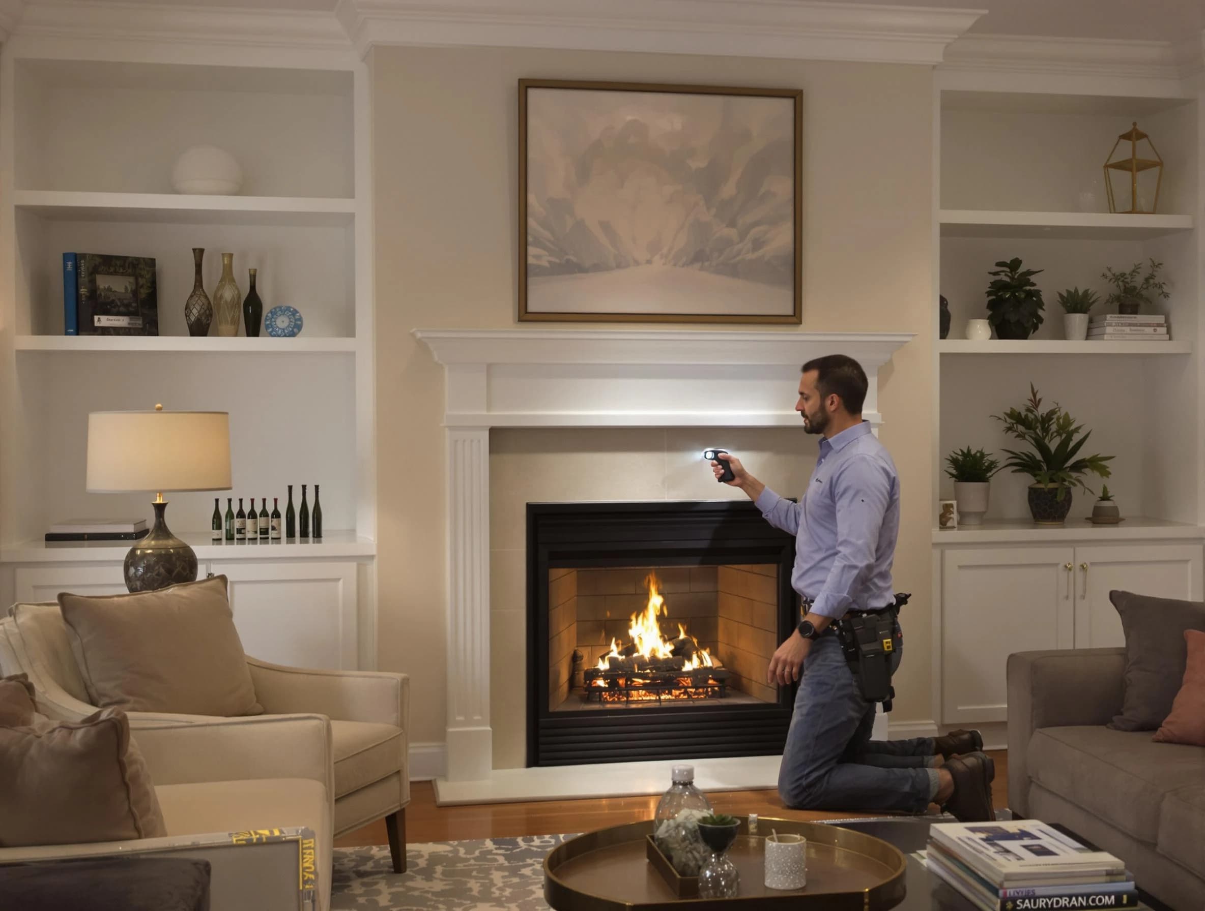 Melrose Chimney Sweep conducting a fireplace safety inspection in Melrose, MA