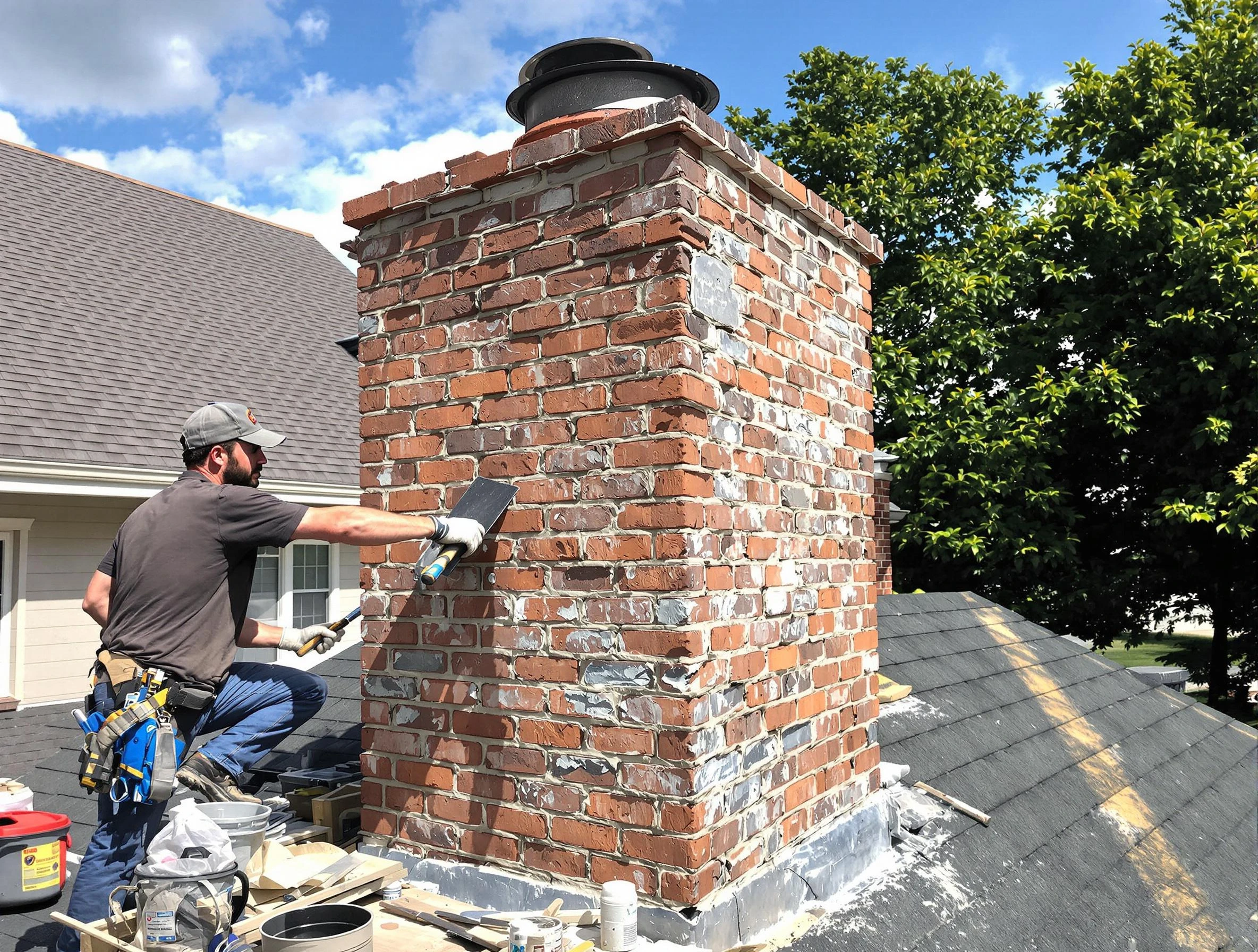 Completed chimney rebuild by Melrose Chimney Sweep in Melrose, MA