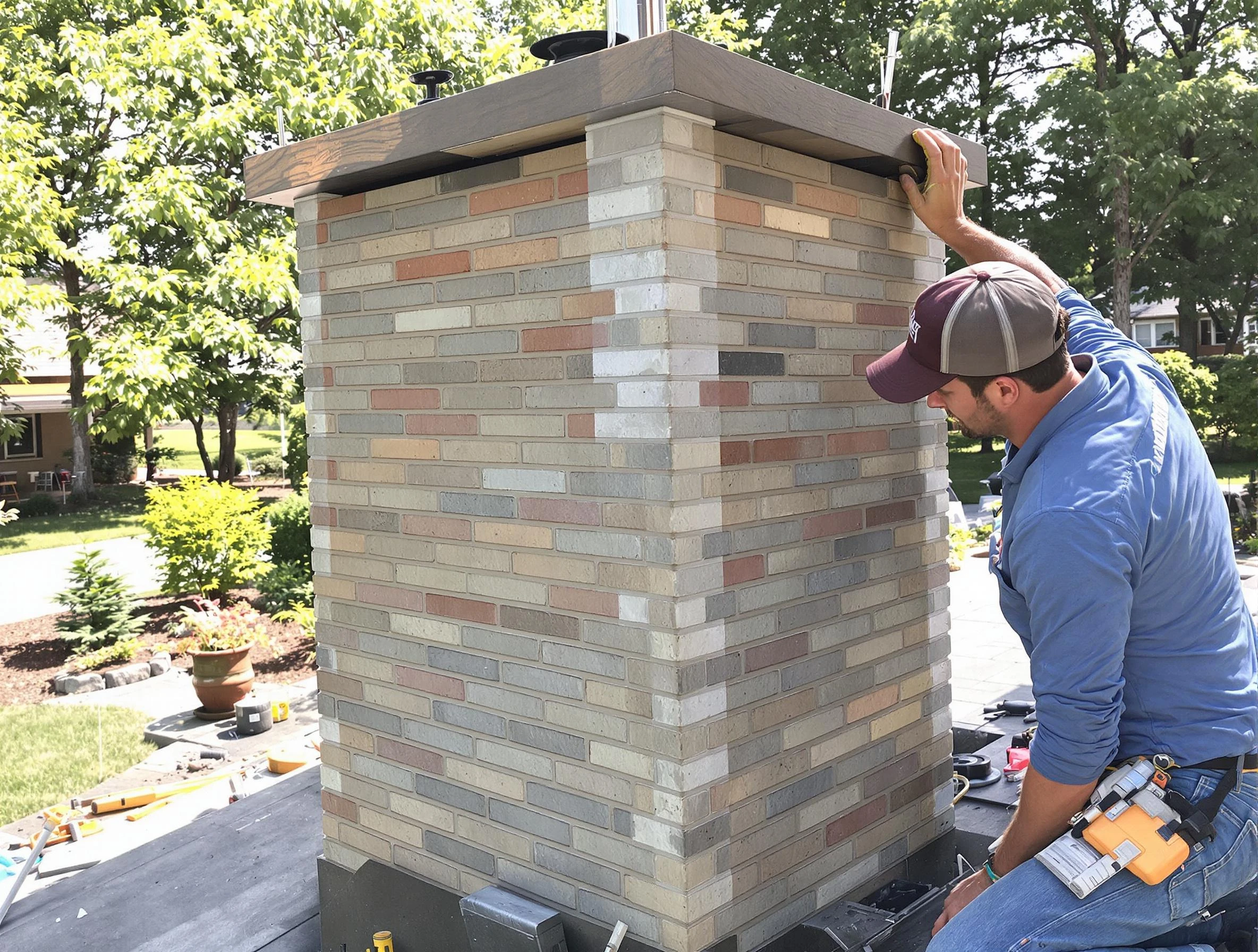 Melrose Chimney Sweep completing a modern chimney remodel in Melrose, MA