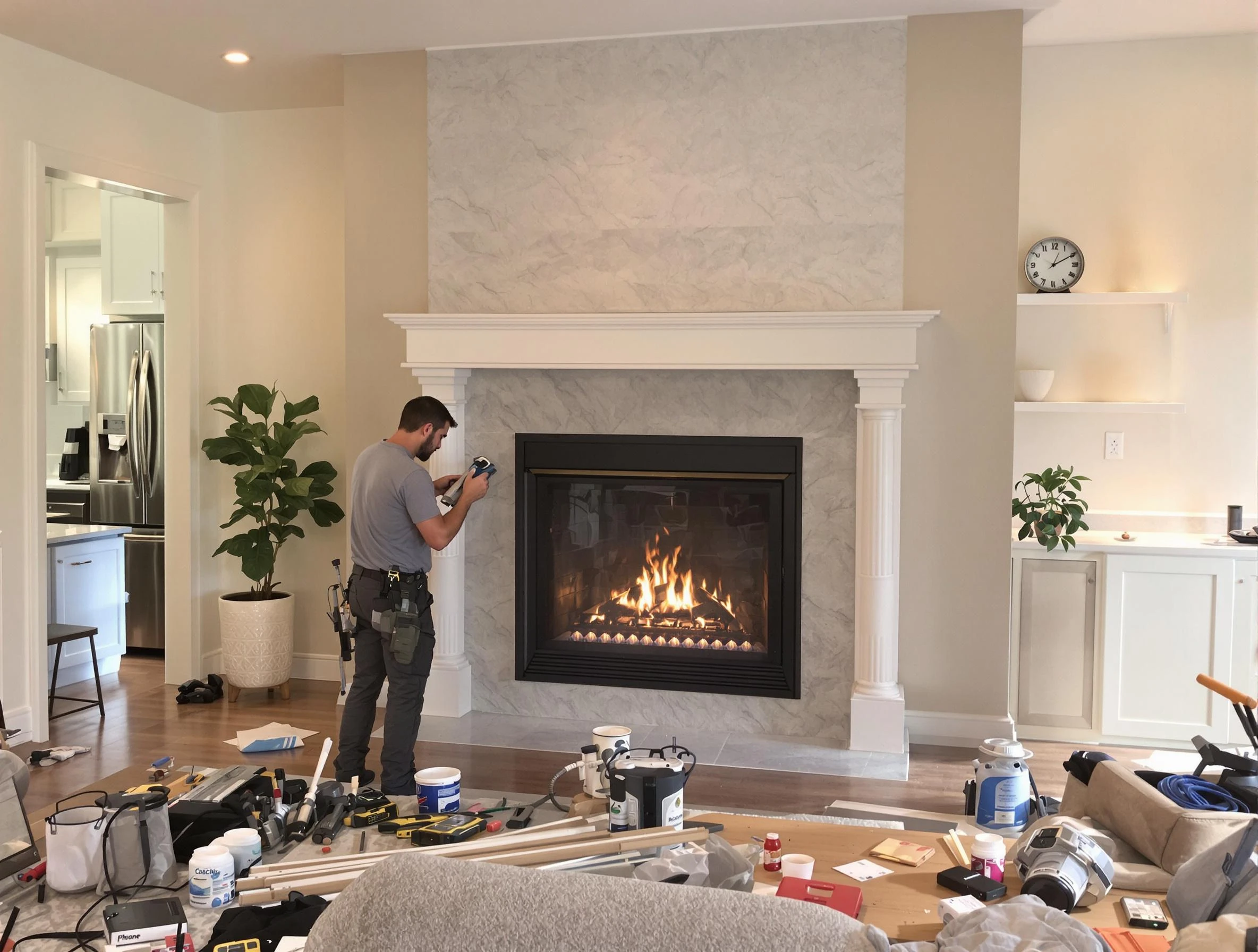 Newly installed fireplace by Melrose Chimney Sweep in Melrose, MA