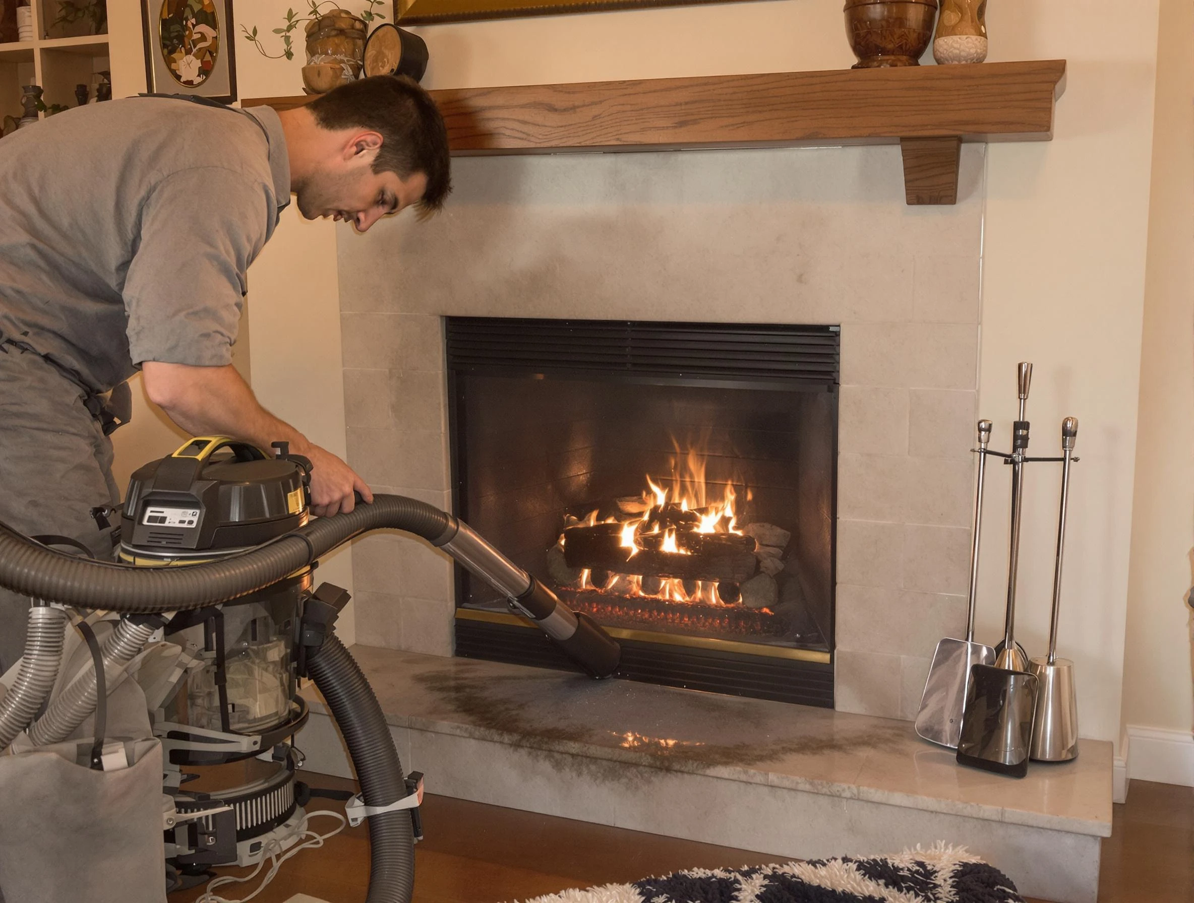 Routine fireplace upkeep by Melrose Chimney Sweep in Melrose, MA
